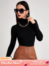 Blusa Social Canelada com Gola Alta e Manga Longa P Blusa Social Canelada com Gola Alta e Manga Longa
